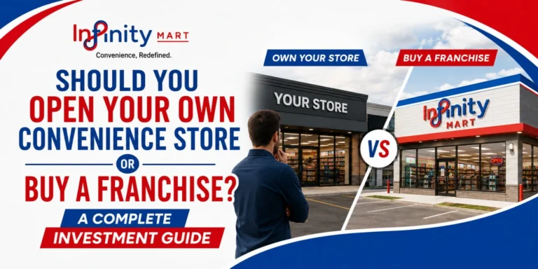 Infinity Mart convenience store franchise vs. independent convenience store investment guide in Canada.